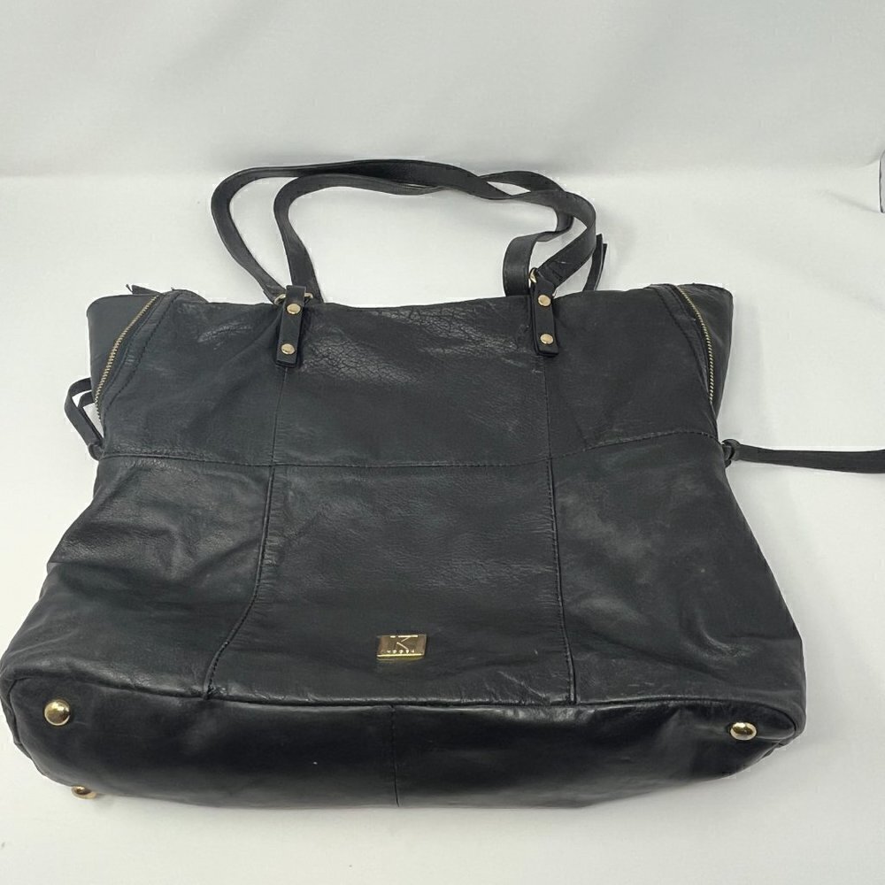 Kooba Everette tote shoulder bag black leather gold hardware women - Picture 2 of 15
